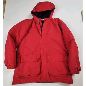 Lands' End Kids Size Medium 10-12 Red puffer Fleece Jacket